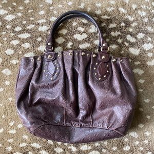 Brown Gucci logo leather hobo bag